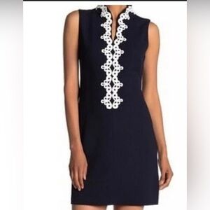 Vince Camuto Navy Sheath Dress with White Trim